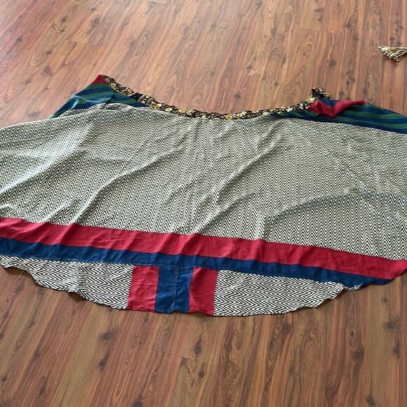 Vintage handmade wrap circle skirt one size herringbone brown beige green - Picture 2 of 4